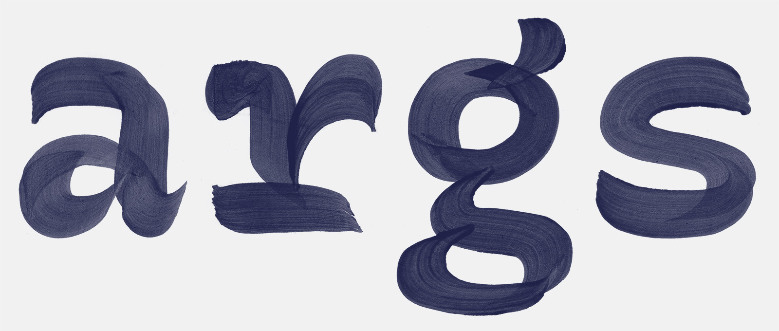 The word 'args' painted with a flat brush in a single-stroke casual style.