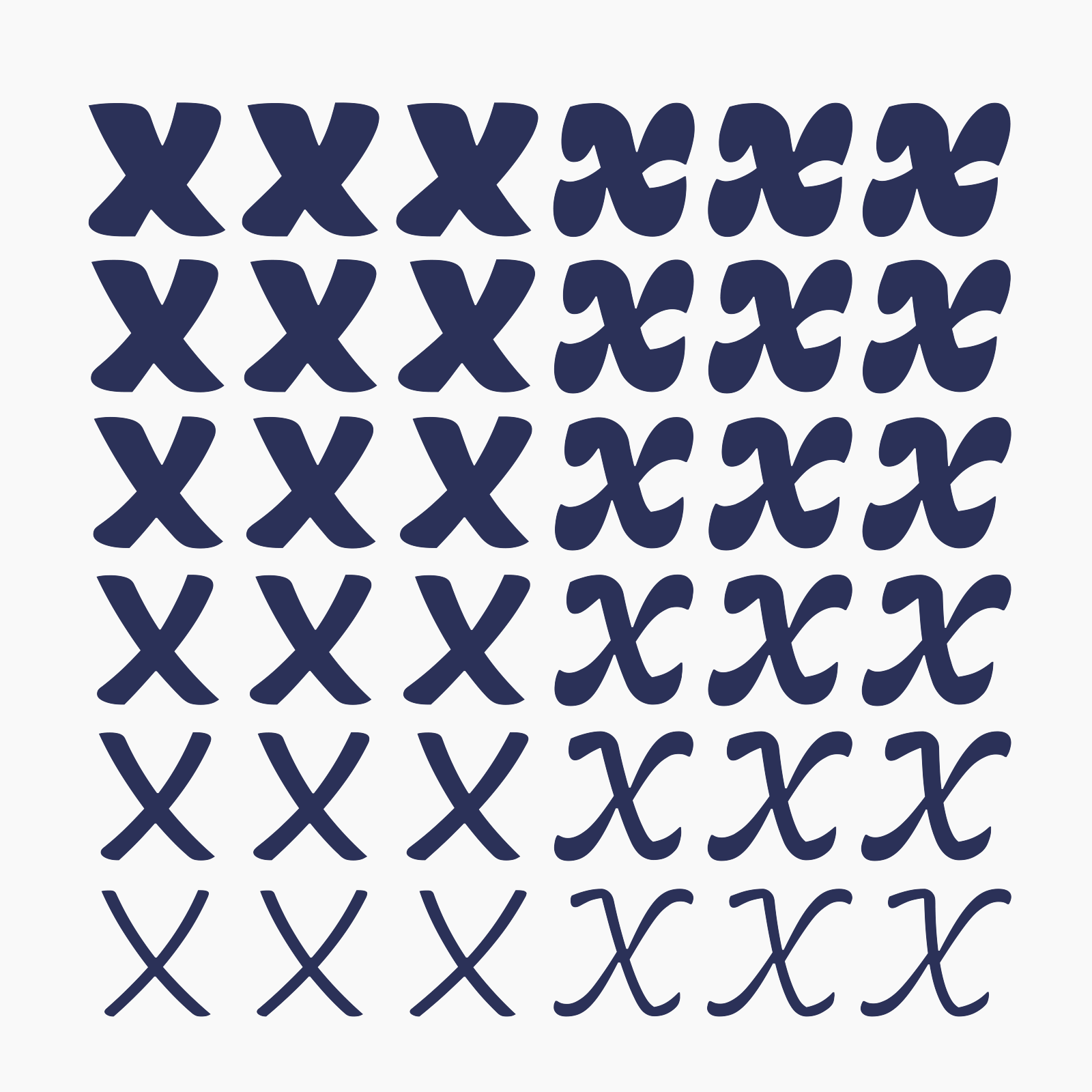 A grid of font styles