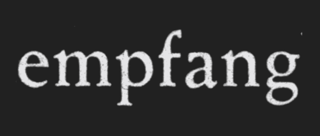 The word ‘empfang’ reproduced in a medium optical size