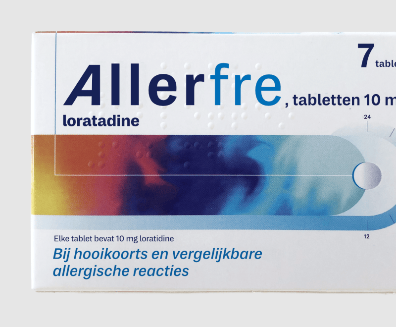A pack of hay fever tablets set in MD System