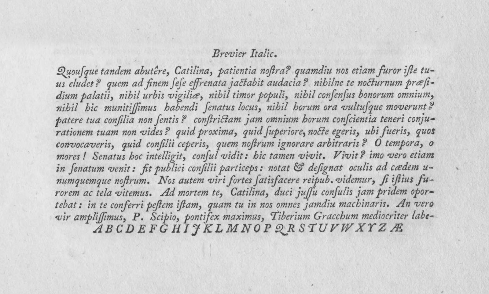 Sample of Caslon’s italics showing a full set of caps.