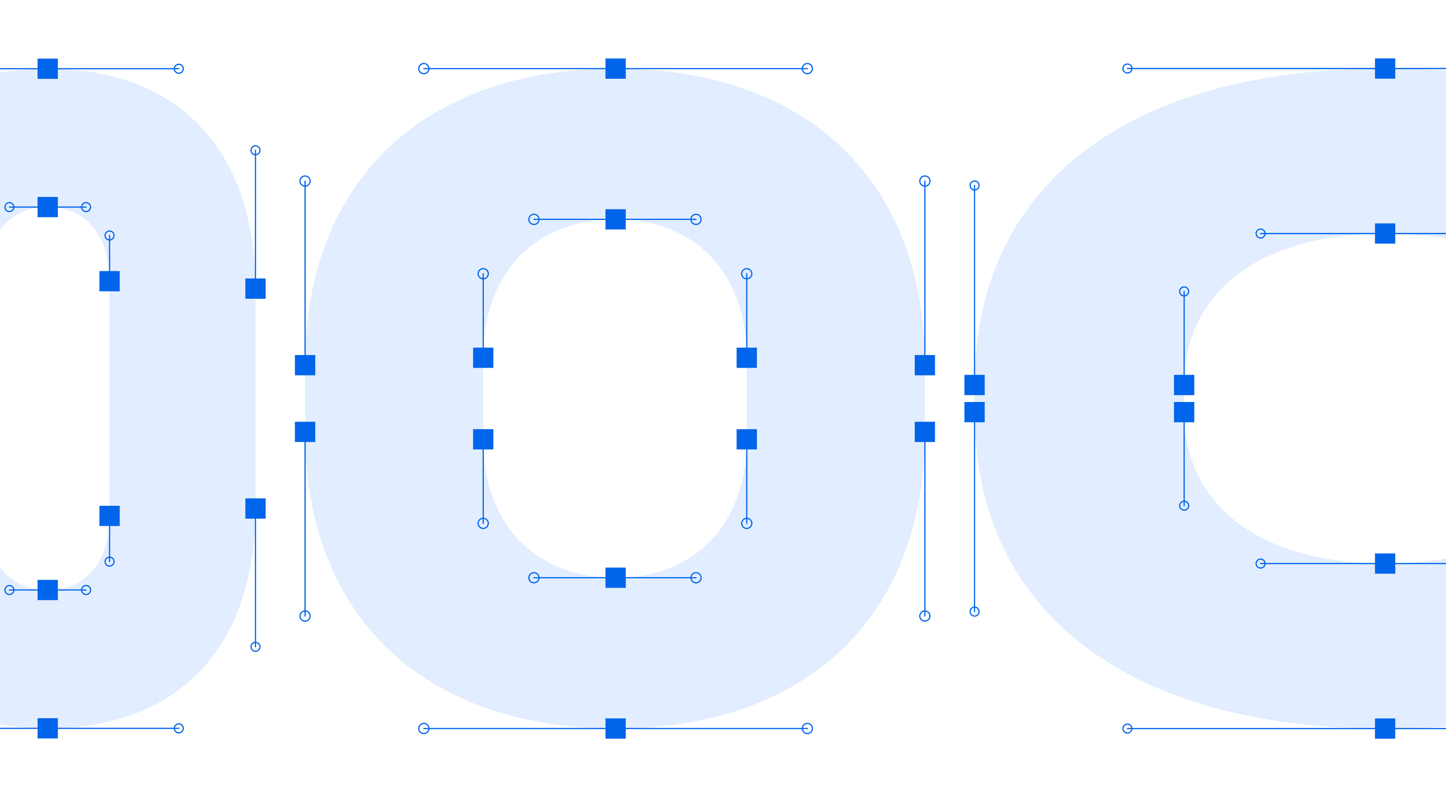 Close-up of lowercase "o" in Unifora showing the straight segments on round glyphs — a signature design detail of the family