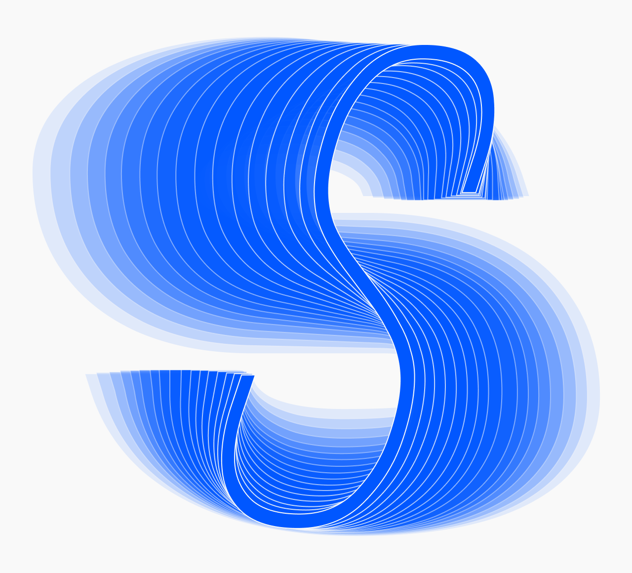 Unifora slant axis — the letter S shown as a layered animation across the full ±18° range, from −18° italic through upright to +18° retalic, illustrating the continuous slnt axis.